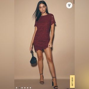 Womens Maroon Lacey Dress